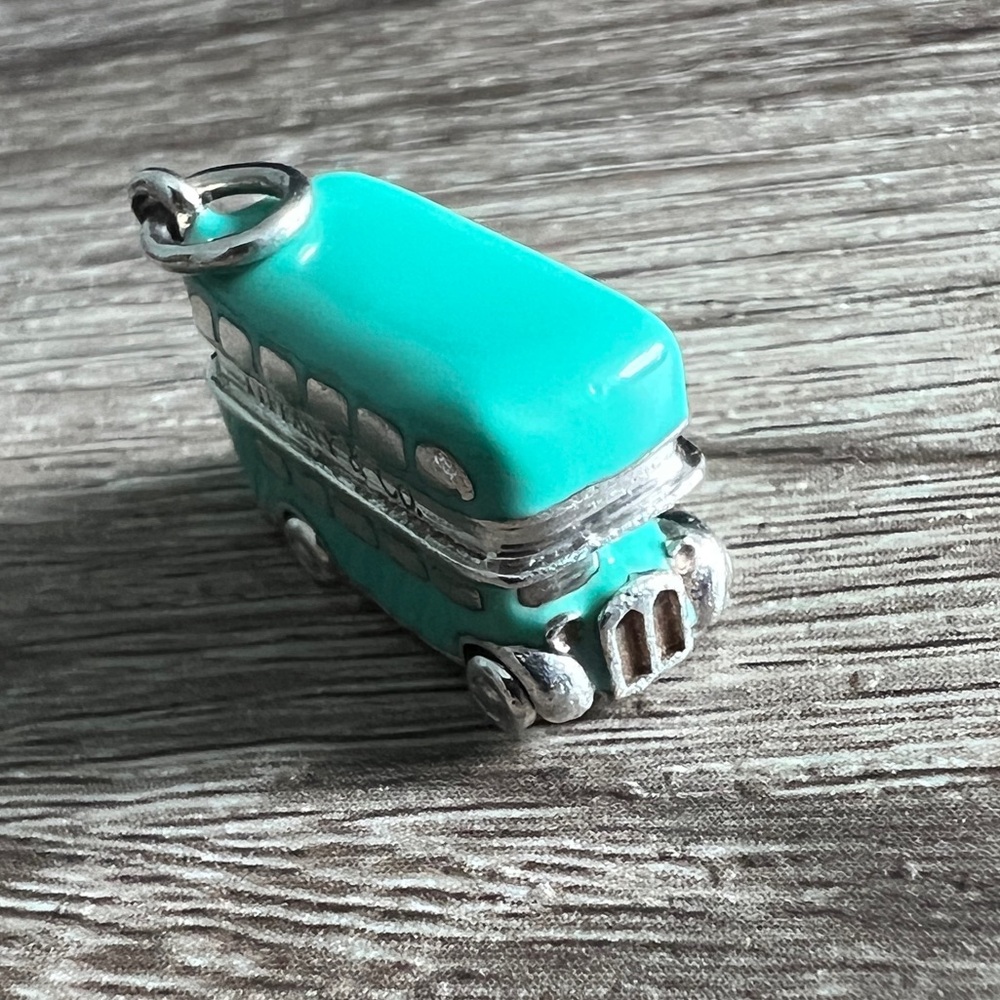 Tiffany & Co. blue enamel double decker bus charm